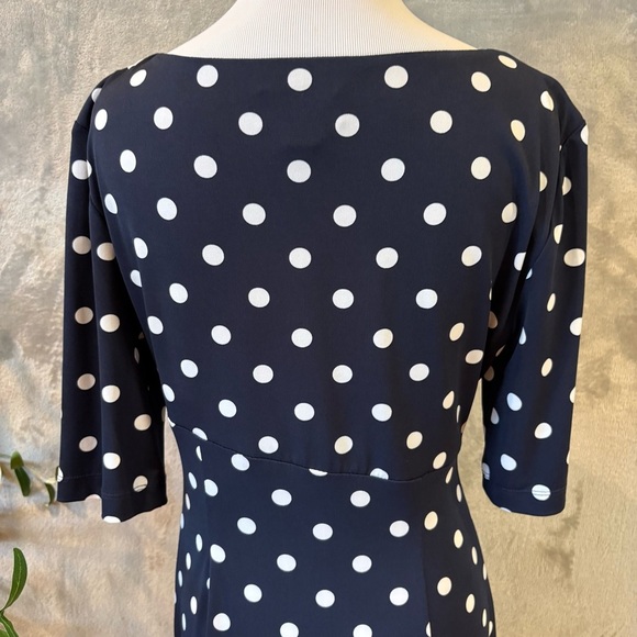 Polka-Dot Sheath Formal Stretch Dress Sz 8 - Picture 5 of 9